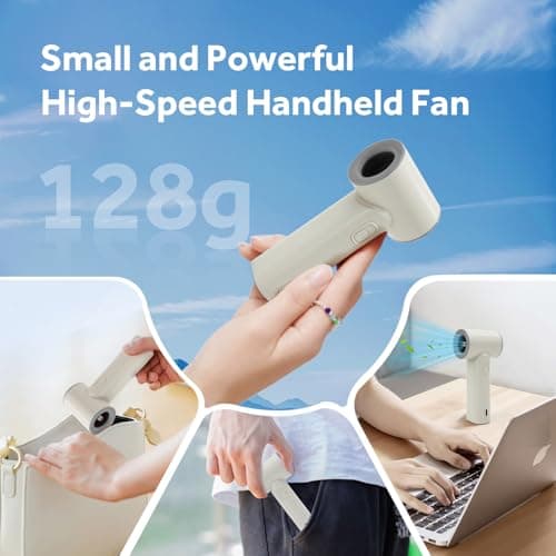 Portable Handheld Turbo Fan, 5 Gear Wind, LED Display, 4500mAh USB Rechargeable Hand Held Personal Fan, 15H Max Cooling Time, Suitable for Travel/Camping/Outdoor/Music Festival Summer Pocket Mini Fans - Thumbnail 3