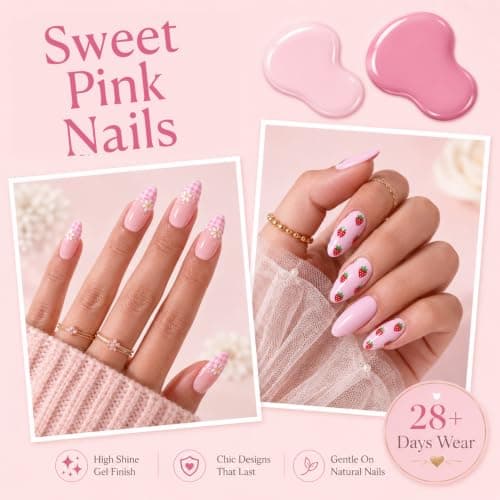 AZUREBEAUTY 6 Colors 15ml HEMA Free Pink Purera Gel Nail Polish Set, Same Color Bottles, Soak Off UV LED Gel Polish Kit Nail Art for DIY at Home Manicure Salon Gift, Neon Light Bright Baby Pink - Thumbnail 6