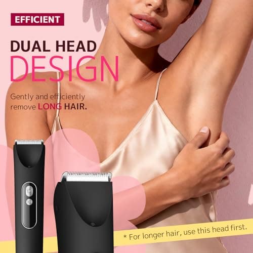 CoolHair Bikini Trimmer for Women, Smooth Electric Razor for Sensitive Skin, IPX7 Waterproof Wet & Dry Cordless Body Shaver for Bikini Area, Pubic Hair, Face, Underarms & Legs (Black - Thumbnail 3