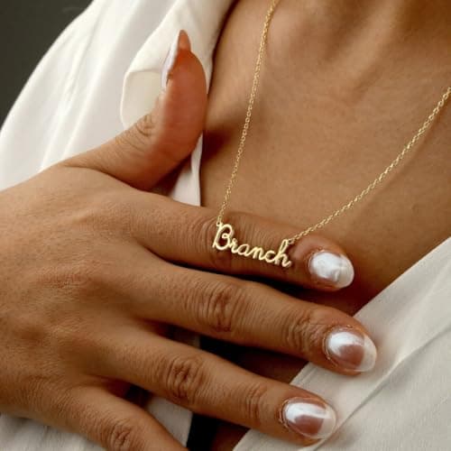 DayOfShe Custom Tiny Name Necklaces for Wedding Bridesmaid Gifts Best Friend Birthday Gifts,18K Gold Plated Dainty Name Necklace Personalized Mothers Day Jewelry Mom Gifts - Thumbnail 6