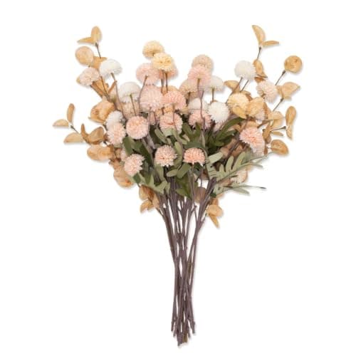 ZMTECH Artificial Flowers for Vase - Mixed Pink Silk Mums 12 Long Stems with Eucalyptus, Faux Flowers Home Decor, Fake Chrysanthemum Pom Pom Stems, Spring Fall Centerpiec(Without Vase)
