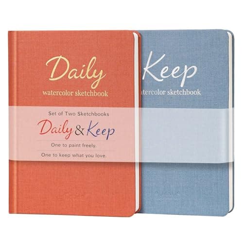 Watercolor Sketchbook Set of 2, Mini 5x7 Travel Watercolor Notebook, Portable Small Sketchbook for Painting, Cotton Paper for Artists, Beginners & Outdoor Use (Daily & Keep) - Image 1
