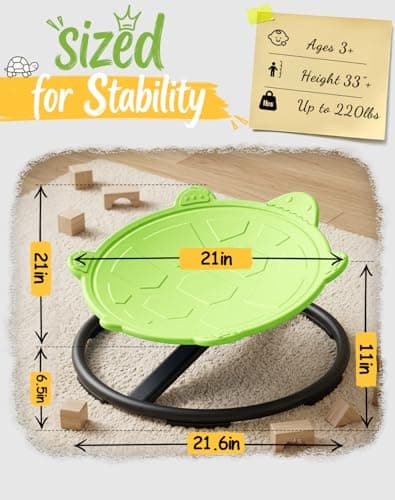 Turtle Spinning Chair for Autistic Kids – Sensory Spinning Toy, Spin Chair for Kids Autism, Sensory Swivel Seat for Balance, Coordination, Focus & ADHD Support, Autism Sensory Products (Green) - Thumbnail 3