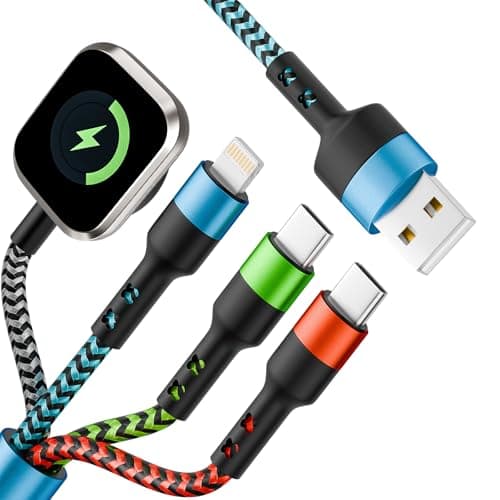 Jogrytece ﻿Cruise Vacation Camping Essentials,4 in 2 Multi Charging Cable for Garmin Watch Charger,USB A/C Universal Charging Cords for Garmin Watch/iPhone17-5/Galaxy/Tablets/PS,Home,Office,Travel - Image 1