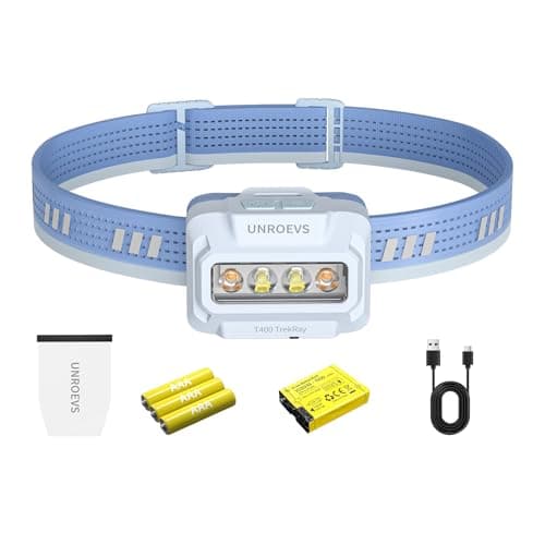 UNROEVS Rechargeable Headlamp-1000 Lumens Headlight with White/Red Light and Motion Sensor,Lightweight Head Flashlight with 6 Modes,Designed for Running,Climbing,Hiking and Camping. - Image 1