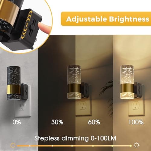 L LOHAS LED Night Lights Plug into Wall, 2 Pack Acrylic Night Light,Dimmable Nightlight with 0-100 LM Adjustable Brightness, 3000K Plug in Night Light with Dusk to Dawn Sensor, for Bathroom Hallway - Thumbnail 3