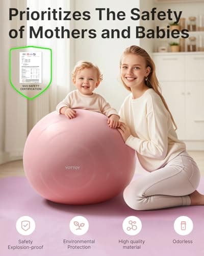 YOTTOY Exercise Ball for Pregnancy,Anti-Burst Yoga Ball for Physical Therapy,Stability Ball for Ball Chair Fitness with Pump (Pink) - Thumbnail 4