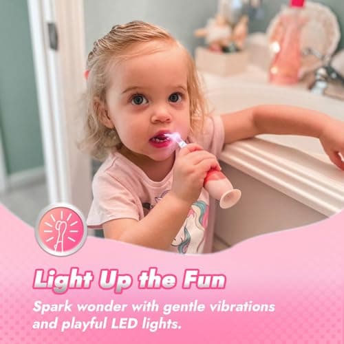 Papablic Toddler Sonic Electric Toothbrush Kids for Ages 1-3 Years, Baby Electric Toothbrush with Cute Unicorn Cover and Smart LED Timer, 4 Brush Heads (Doris) - Thumbnail 3