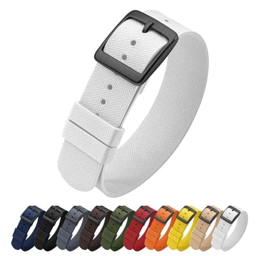 ULLCHRO Watch Strap FKM Rubber Watch Strap 20mm Waterproof Silicone Replacement Band 22mm, Soft Rubber for Man Watch Band (20mm, White)