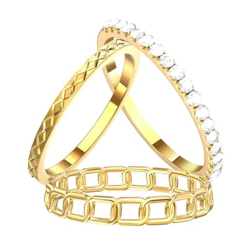 YWXTW 3 Pack 14K Gold-Plated Stacking Rings for Oura Ring Gen 4 /Ultrahuman, Timeless Elegance Non Tarnish Stainless White Zirconia Engagement Oura Stackable Bands Gift for Women Gold 8 - Image 1