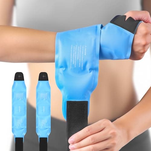 Wrist Ice Pack Wrap for Carpal Tunnel Relief, Hot & Cold Compression Brace, 2 Reusable Gel Packs, Relief for Hand Thumb Injuries, Tendonitis, Tenosynovitis, Surgery Gift for Men Women - Image 1