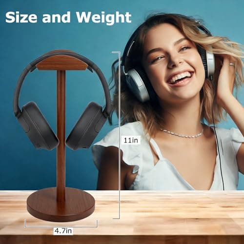 Cyfromt Universal Headphone Hanger Holder Organizer Keeper Racks Storage for Desk Gaming Headset Stand Premium Functional Craftmanship Headset Stand Accessories Walnut - Thumbnail 5