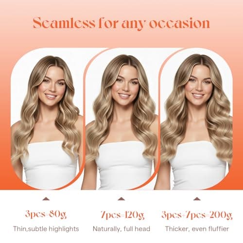 Sunny Hair Clip in Hair Extensions Real Human Hair 120g Remy Hair Clip in Extensions for Women Human Hair Extensions Black Ombre Brown Balayage Caramel Blonde 22 Inch - Thumbnail 4