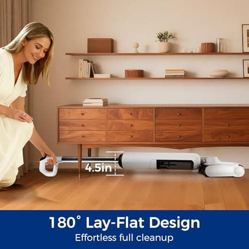 Wet Dry Vacuum Mop, 180°Lay-Flat Cordless Vacuum Mop All in One, Floor Cleaner Machine, 45 Minutes Long Runtime Electric Mop, 158℉ Self-Cleaning, Edge Cleaning, Self-Propelled Vacuum Mop Combo - Thumbnail 4