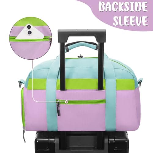 WOOMADA Travel Duffle Bag, Weekend Bag with Wet Pocket & Trolley Sleeve, Overnight Duffel(blue&purple) - Thumbnail 6