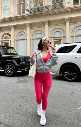 DHSO High Waisted Leggings for Women – Full/Knee Length Capri Tummy Control Buttery Soft Yoga Pants for Workout Athletic Light Pink XX-Large-3X-Large - Thumbnail 2