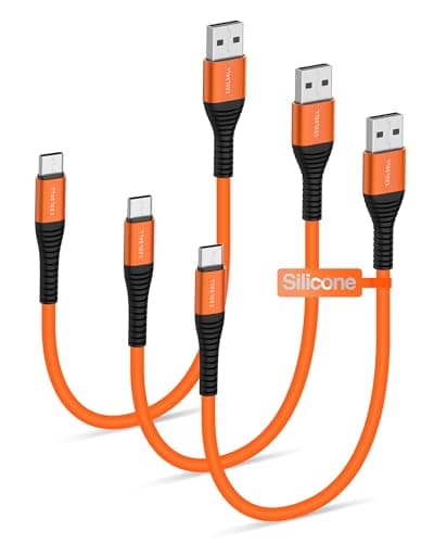 COOLSELL Silicone USB C Cable Short 1.5ft 3 Pack, 60W Fast Charging USB A to Type-C Cord Compatible with iPhone 17/16/15 Samsung Galaxy S23 S22 Google Pixel iPad for Power Bank/Car/Office/Travel
