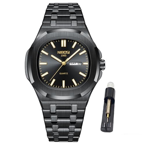 NIBOSI Watches for Men Analog Quartz Stainless Steel Silver Watches for Men Waterproof Business Classic Desiger Wrist Watch with Day Date Elegant Gift for Men - Image 1