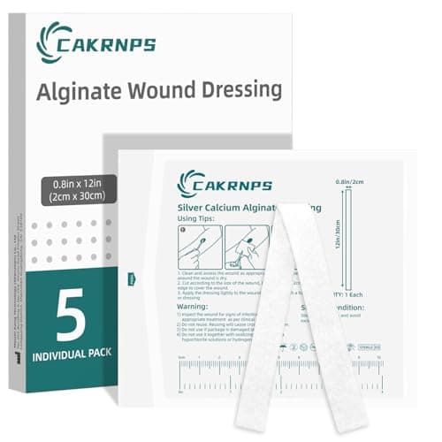 Calcium Alginate Wound Dressing Pads, 0.8" x 12" Patches [5 Individual Pack], High Absorbency Dressing, Soft Wound Care Products, Comfortable & Gentle and Non Stick Gauze Pads for Wound Care - Image 1