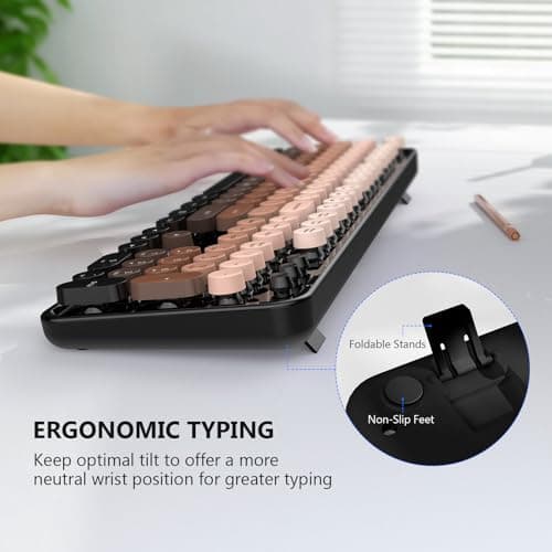 MOFII Wireless Keyboard and Mouse Combo, 2.4 GHz Full-Size Retro Round Keyboard with 8 Multimedia & Shortcut Keys, Plug and Play, Compatible with Mac, Windows, Laptop, Desktop, PC - Coffee Gradient - Thumbnail 5