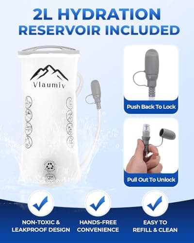 Running Vest with 2L Water Bladder, Hydration Backpack with Adjustable Straps, Lightweught & Breathable Design, Reflective Chest Pack for Men & Women, Ideal for Running and Cycling, Black - Thumbnail 4