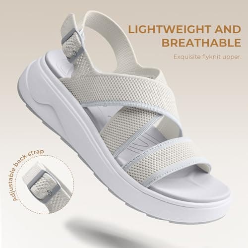 Vilanva Women's platform sandals Beige gray Size 9 - Thumbnail 5