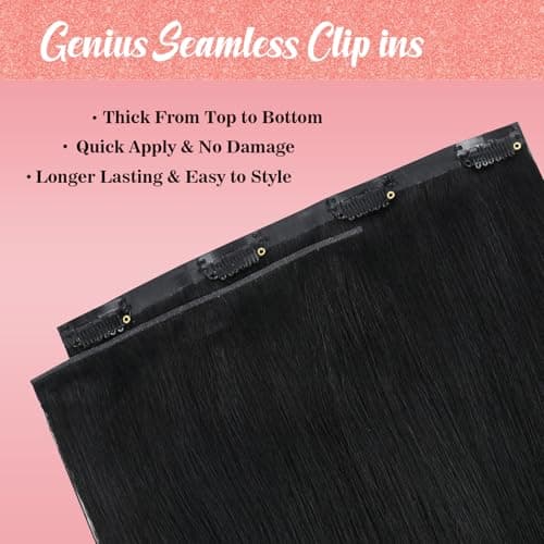 Ve Sunny Seamless Clip in Hair Extensions Human Hair for Black Women 18 inch Real Hair Extensions Clip in Human Hair Genius Weft Extensions Natural Hair 7pcs 120g - Thumbnail 6