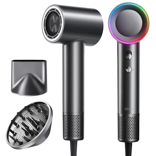 High-Speed Hair Dryer, 160,000 RPM Brushless Motor for Ultra-Fast Drying, 500M Ionic Negative for Frizz Reduce, Low Noise Thermo-Control Blow Dryer with Diffuser for Curly Hair Women and Men,Grey - Image 1