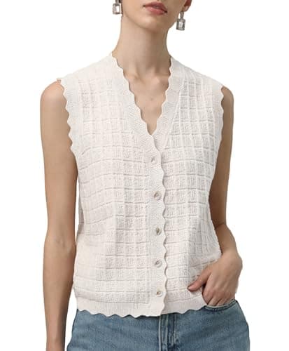 AceNest Cable Knit Sweater Women Cute Going Out Top Fitted Fall Sweater White XL - Image 1