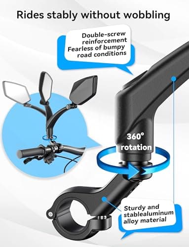 COICER E Bike Mirror Handlebar Mount, Bicycle Rearview for Handlebar - Thumbnail 4