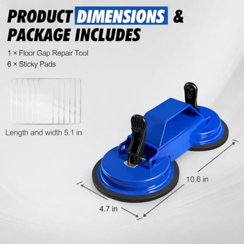 Floor Gap Fixer Tool, 45° Striking Surface Floor Gap Repair Tool with Dual Suction Cup, Made of Iron. with 6pcs Sticky Pads for Fixer Laminate/Vinyl Flooring Tools - Thumbnail 6