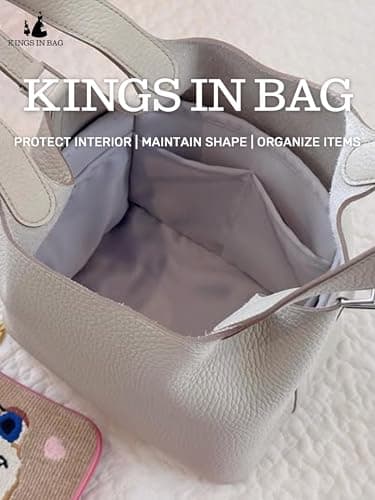 Purse Organizer Insert for Picotin 18/22, Satin Bag Organizer for Woman, Soft & Lightweight Purse Essentials, Ideal for Travel, Shopping, and Daily Use, Multiple Pockets(PC 18, Beton) - Thumbnail 2