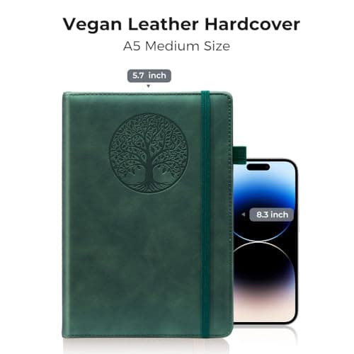 BIYUNRO Lined Journal Notebook for Women & Men, Hardcover Leather Journals for Writing, Diary, Journaling, Bible, Work & Travel, A5 (Green) - Thumbnail 5
