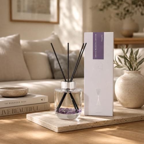 Reed Diffuser Set, Pretty Valley Home Diffuser 100Ml / 3.52 fl OZ Gift Box - Includes Reed Diffuser Sticks, Long Lasting Fragrance Oil and Glass Bottle for Office Living Room Decor (Tranquility) - Thumbnail 5