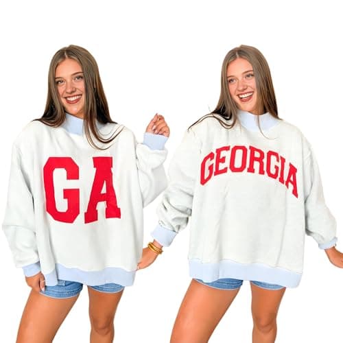 ROSLILY Reversible Mock Neck Sweatshirts Womens Oversized Pullover Custom College Team Mockneck Georgia/GA Game Day Mock Neck Sweatshirt For Football Game Sports Lover College Student - Image 1