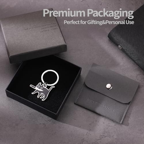 Yeedim Mothers Gifts - Cat Keychain For Teen Boys Teen Girls Women And Men - Black Cat Cool Stuff Accessories Funny Decor And Gag Gifts For Catty Lovers - Thumbnail 6