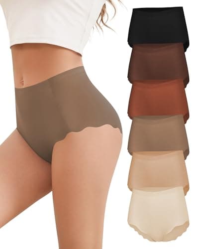 Cevapro Womens Underwear Seamless High Waisted Briefs No Show Full Coverage Wave Edge Ladies Panties 6 Pack - Image 1