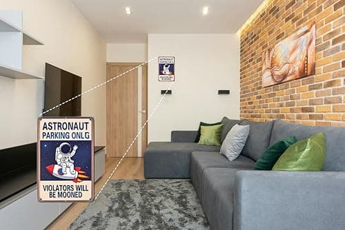 Carastora "Astronaut Parking Only" Sign – Metal Outer Space-Themed Plaque, Creative Gift for Space Enthusiasts, Suitable for Bedroom, Office, Game Room, Boys' Room, Classroom, Nursery, Party Decor, and Wall Decoration – 8x12 Inches - Thumbnail 4