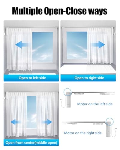 EUMUV Curtain Rods for Windows up to 166 Inches Adjustable Length Electric Smart Curtain Track System with Remote, Motorized Automatic Curtain Opener, Alexa Google Home Tuya App Compatible - Thumbnail 6