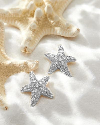 UANNEAU Silver Earrings for Women Trendy 14K Gold Plated Chunky Starfish Stud Earrings Hypoallergenic Lightweight Beach Earrings Jewelry - Thumbnail 6