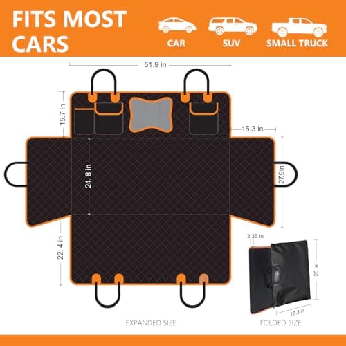 Back Seat Extender for Dogs,Dog Car Seat Cover for Back Seat with Hard Bottom Holds 500 lbs,Car Seat Protector,Waterproof Extender for Dogs,Dog Hammock,Pet Bed for Full-Size Cars,SUVs, Small Trucks - Thumbnail 6