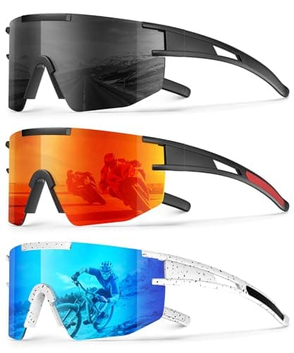 KALIYADI Polarized Sport Sunglasses-Men-Women Running-Sunglasses: Cycling Sun Glasses UV400 Driving Fishing 3packs - Image 1