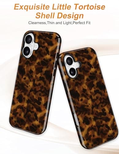 Aitipy Magnetic Little Tortoise Shell Phone Case for iPhone 15 Pro, Compatible with MagSafe, Cute Brown Aesthetic Leopard Print Soft TPU Hard PC Shockproof Protective Phone Cover for Women Girls - Thumbnail 3