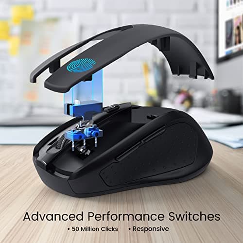 HOTWEEMS Wireless Mouse, D-09 Computer Mouse USB Cordless Mice for Laptop, Ergo Grips, Lightspeed 5-Level 2400 DPI, 16 Months Battery, Portable for PC Mac Chromebook (Black) - Thumbnail 4