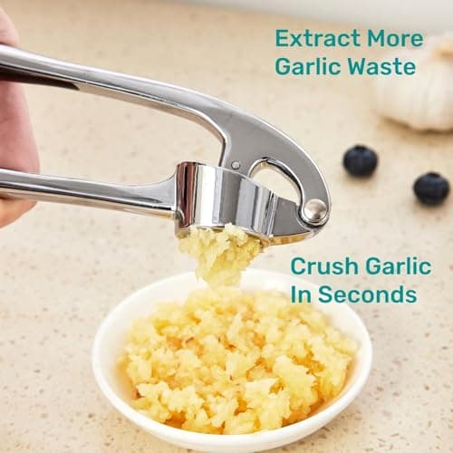 Professional Garlic Mincer Tool - Easy-Squeeze, Easy-Clean with Soft, Ergonomic Handle - Silicone Garlic Peeler & Brush - Thumbnail 5