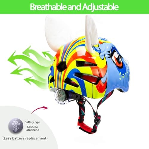Unicorn Toddler and Kids Bike Helmet Adjustable and Multi-Sport for Child Boys and Girls.for Bicycle Skateboard Skating Scooter Helmet with Rear Light - Thumbnail 6