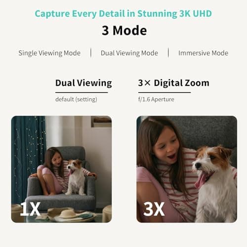 Alaga Indoor Security Camera,3K, 360° Pan/Tilt, Human/Pet/Motion AI, Night Vision, Speaker, Indoor Camera with Phone App, Compatible with Alexa & Google Assistant,5G & 2.4G WiFi,Black - Thumbnail 5