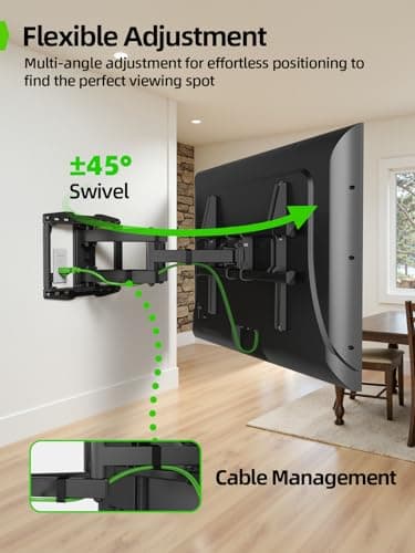 USX MOUNT Full Motion TV Wall Mount for 42-97 Inch TVs up to 150lbs, Swivel and Tilt Wall Mount TV Barcket with Extension, Max VESA 600x400mm & 16" Wood Studs，Fit Most 75 85 86 90 95 inch TVs - Thumbnail 2