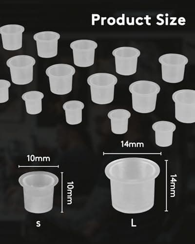 Lady Up Tattoo Skin Practice Kit, Tattoo Practice Skins Set For Beginners and Artists, 20 Fake Skin and 300 Ink Caps Set Mixed Pigment Cups (200*Small, 100*Large) - Thumbnail 5