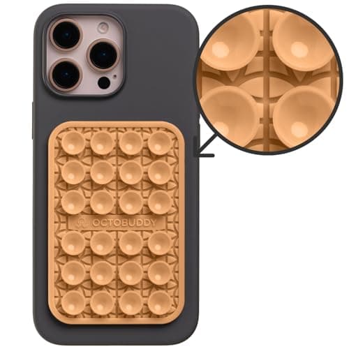 OCTOBUDDY Textures Slam Dunk - Silicone Suction Phone Case Adhesive Mount - Hands-Free Grip with 24 Suction Cups for Videos & Selfies - 2.6" x 3.9", Caramel Cream - Thumbnail 2